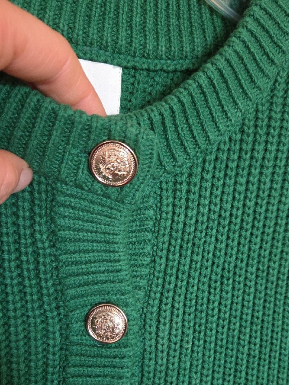 H&M Green Ribbed Button-Front Cardigan - Picture 3 of 8
